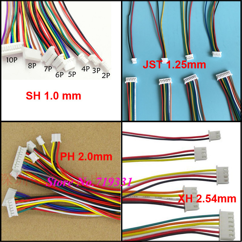 10pcs JST SH ZH XH PH 1.0mm 1.25mm 1.5mm 2.0mm 2.54mm 2.0 2 / 3 / 4 / 5 / 6 / 7 / 8 / 9 / 10 / 11 / 12-Pin Male & amp;  Connectorcable/10pcs
